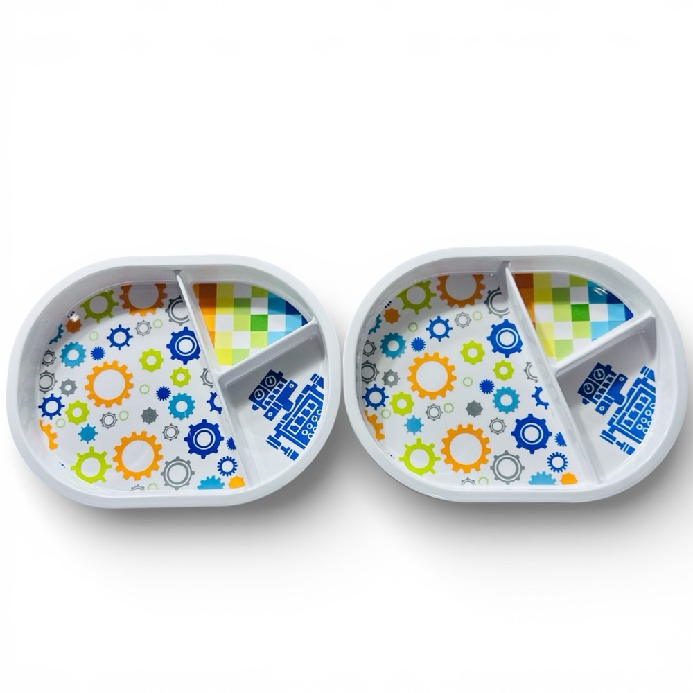 Discontinued Circo Children’s Divided Melamine Plate Set Robot Gears Design